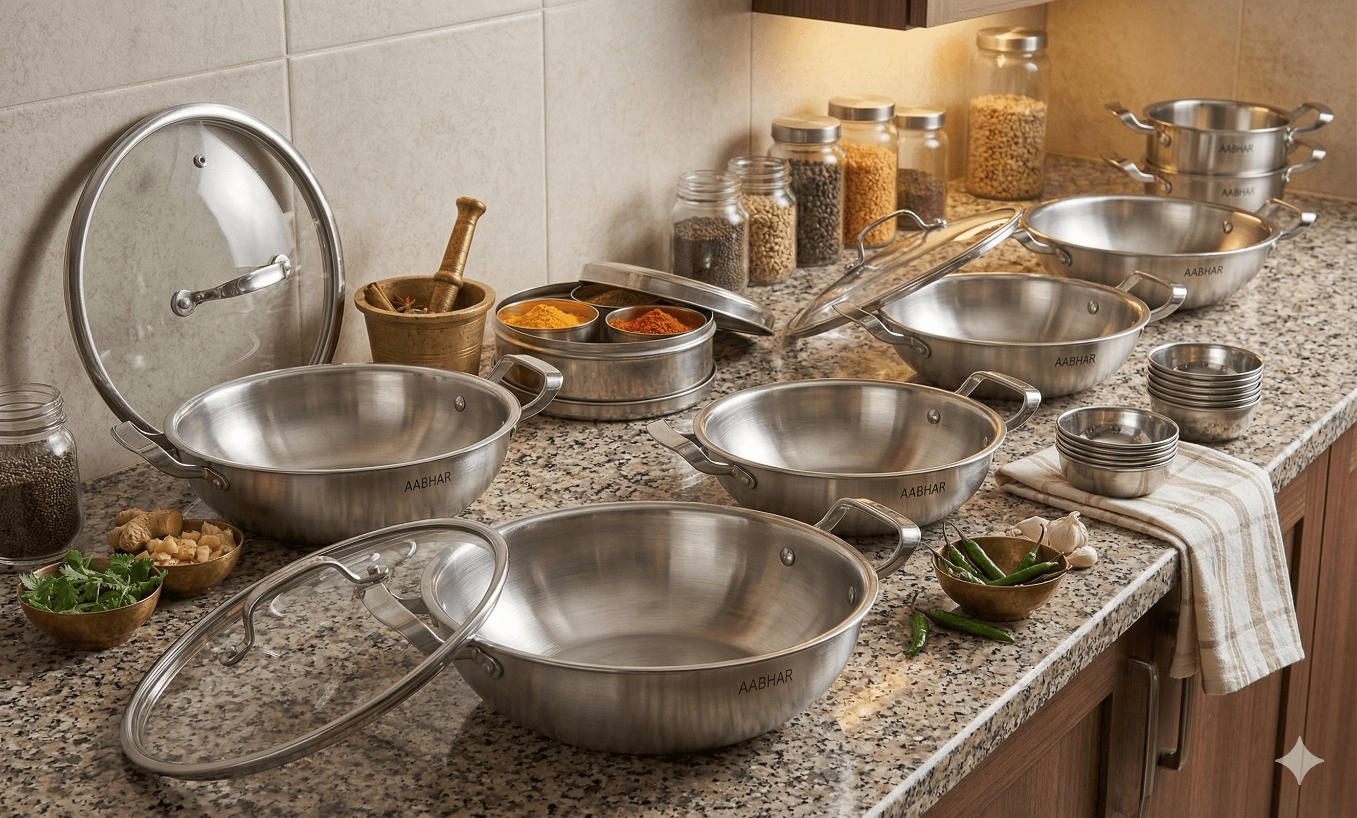 AABHAR lifestyle banner — warm kitchen setting